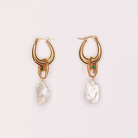 Boucles d'oreilles maillon vert