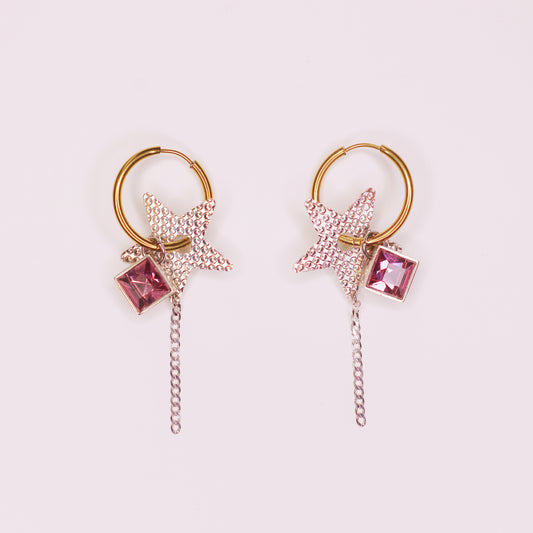 Boucles d'oreilles star violettes