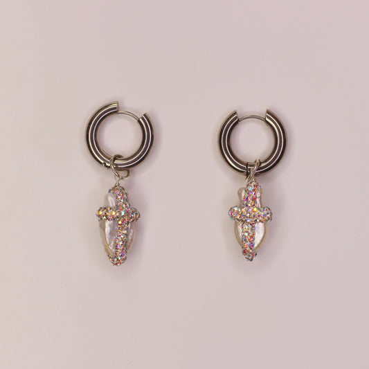 Boucles d'oreilles croix strass