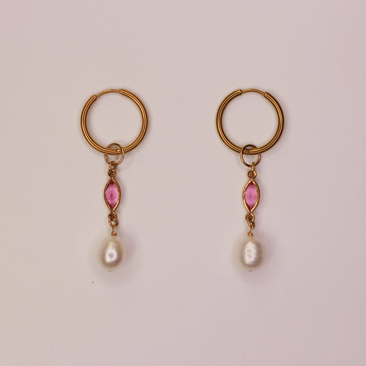 Boucles d'oreilles upcyclées roses